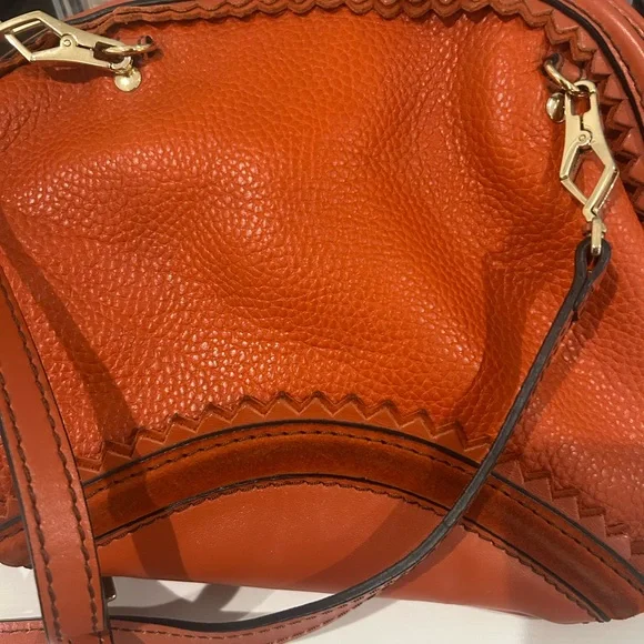 Burberry Orange Leather Shoulder Bag with Tassels - Picture 4 of 5